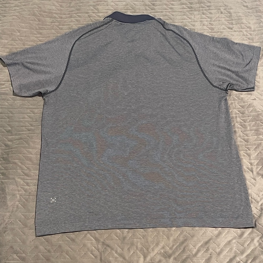 Lululemon striped polo shirt‎ mens size XXL blue pre-owned condition
